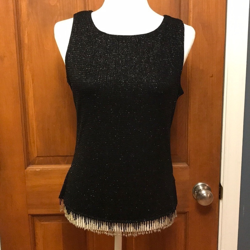 2/$25 MSK Black Sparkly Top Size Medium